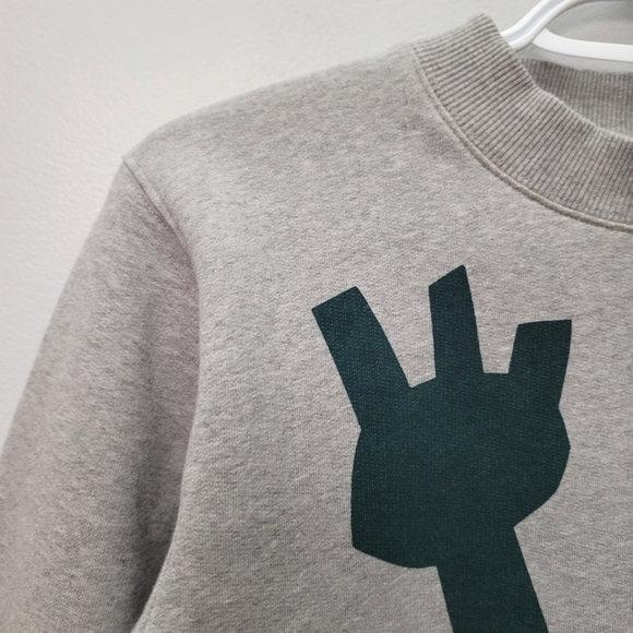 Acne Studios Bird Flower Abstract Graphic Cropped Sweatshirt - Picture 7 of 11